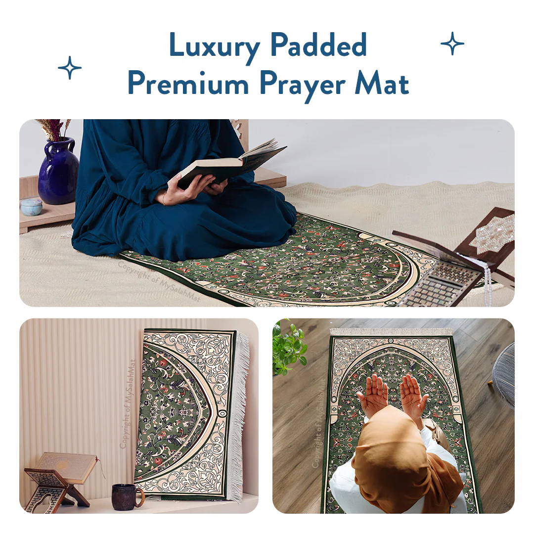 Adult Padded Prayer Mat with Madinah Arch Design - Urban Rugs® - Image 11