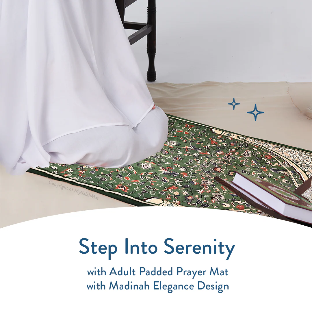 Adult Padded Prayer Mat with Madinah Arch Design - Urban Rugs® - Image 2
