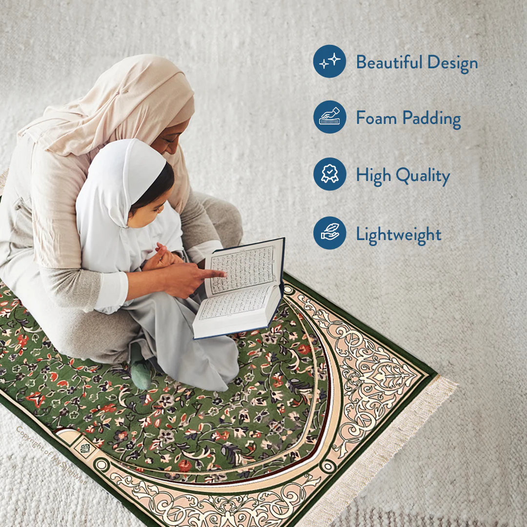 Adult Padded Prayer Mat with Madinah Arch Design - Urban Rugs® - Image 5