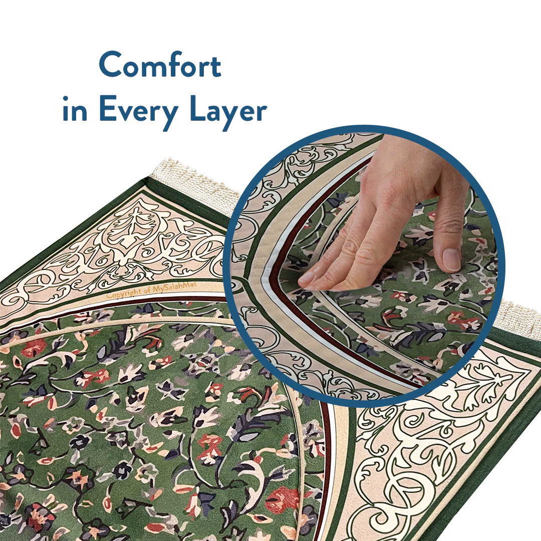Adult Padded Prayer Mat with Madinah Arch Design - Urban Rugs® - Image 7