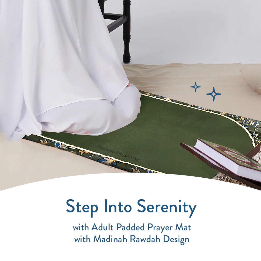 Adult Padded Prayer Mat with Madinah Elegance Design - Urban Rugs® - Image 2