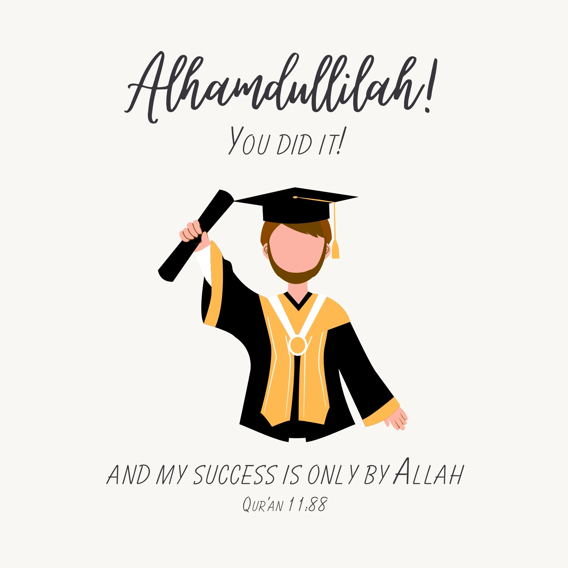 Alhamdulillah! You Did it! Graduation Card - Boy
