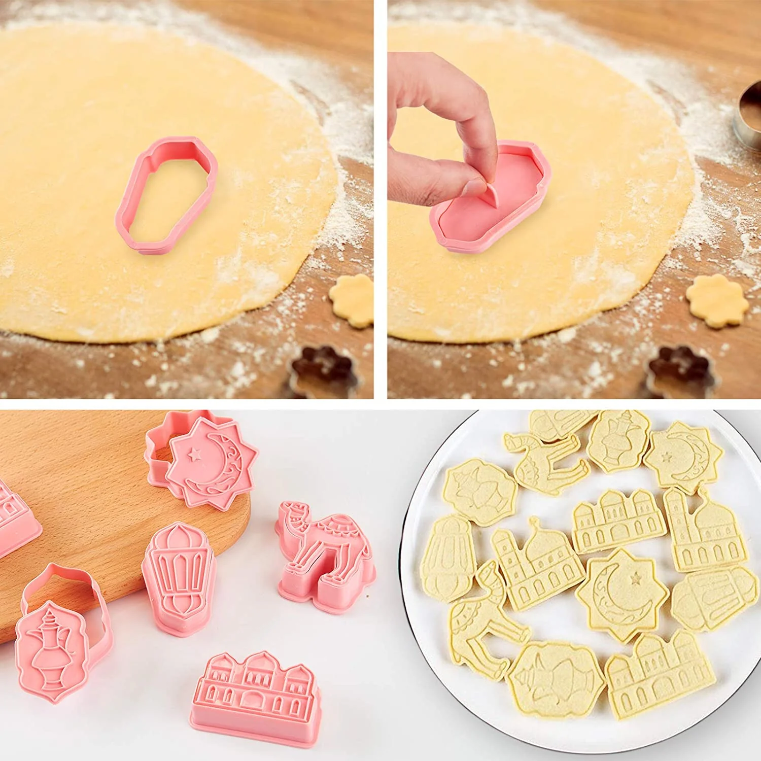 Assorted Cookie Cutters (Mosque, Camel, Moon and Star & Lanterns Design) Pink - Image 3