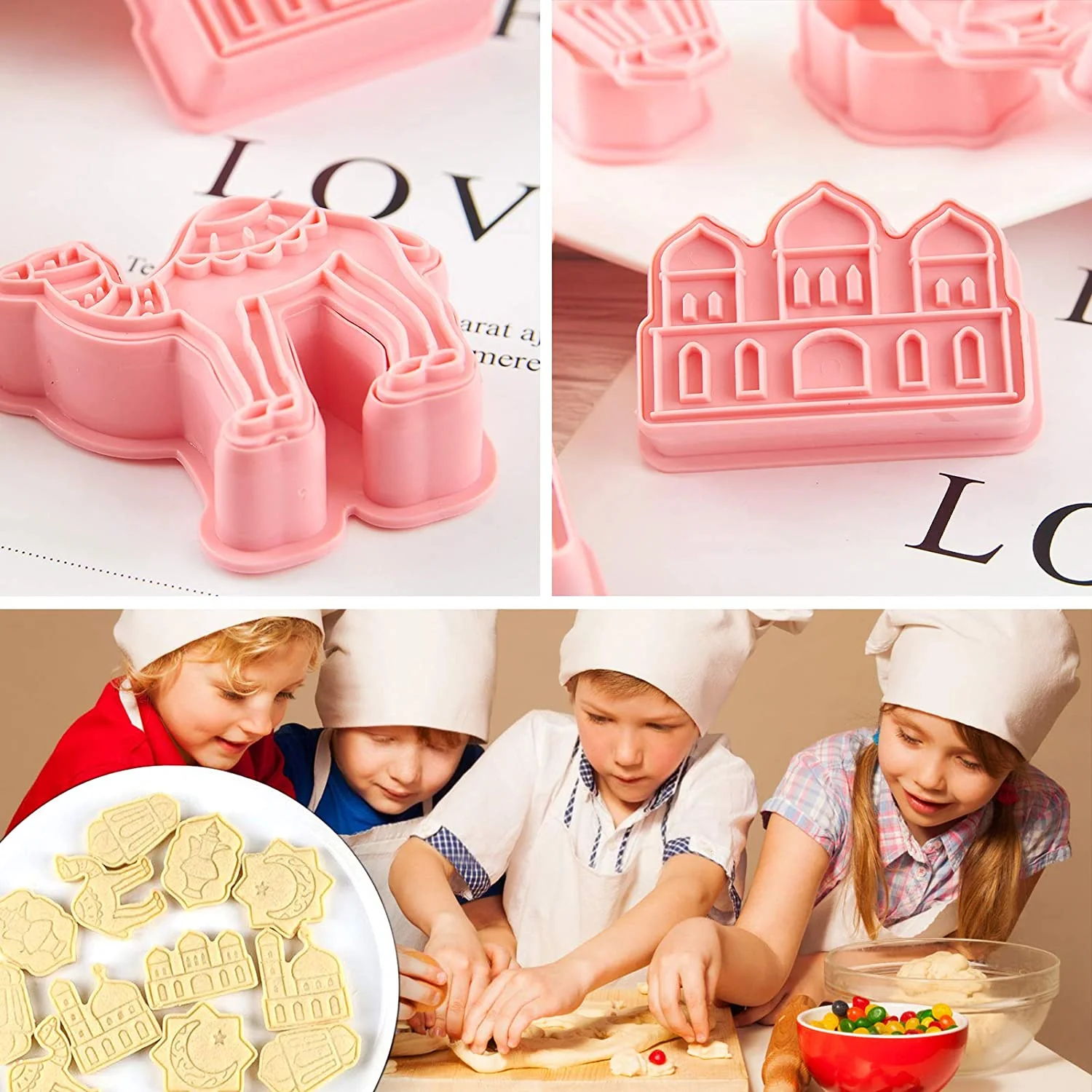 Assorted Cookie Cutters (Mosque, Camel, Moon and Star & Lanterns Design) Pink - Image 4