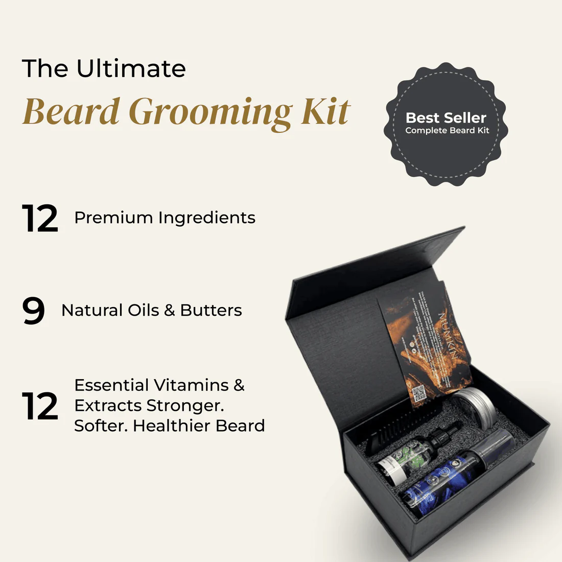 Beard Grooming Kit with Gift Box for Men - MUMKIN - Image 3