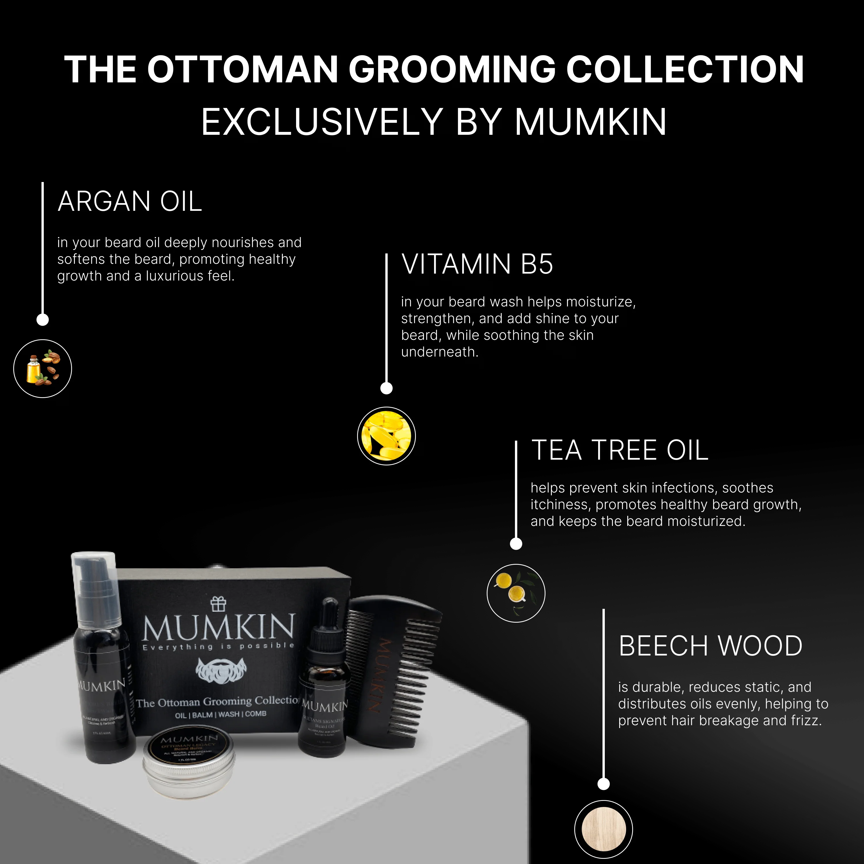 Beard Grooming Kit with Gift Box for Men - MUMKIN - Image 7