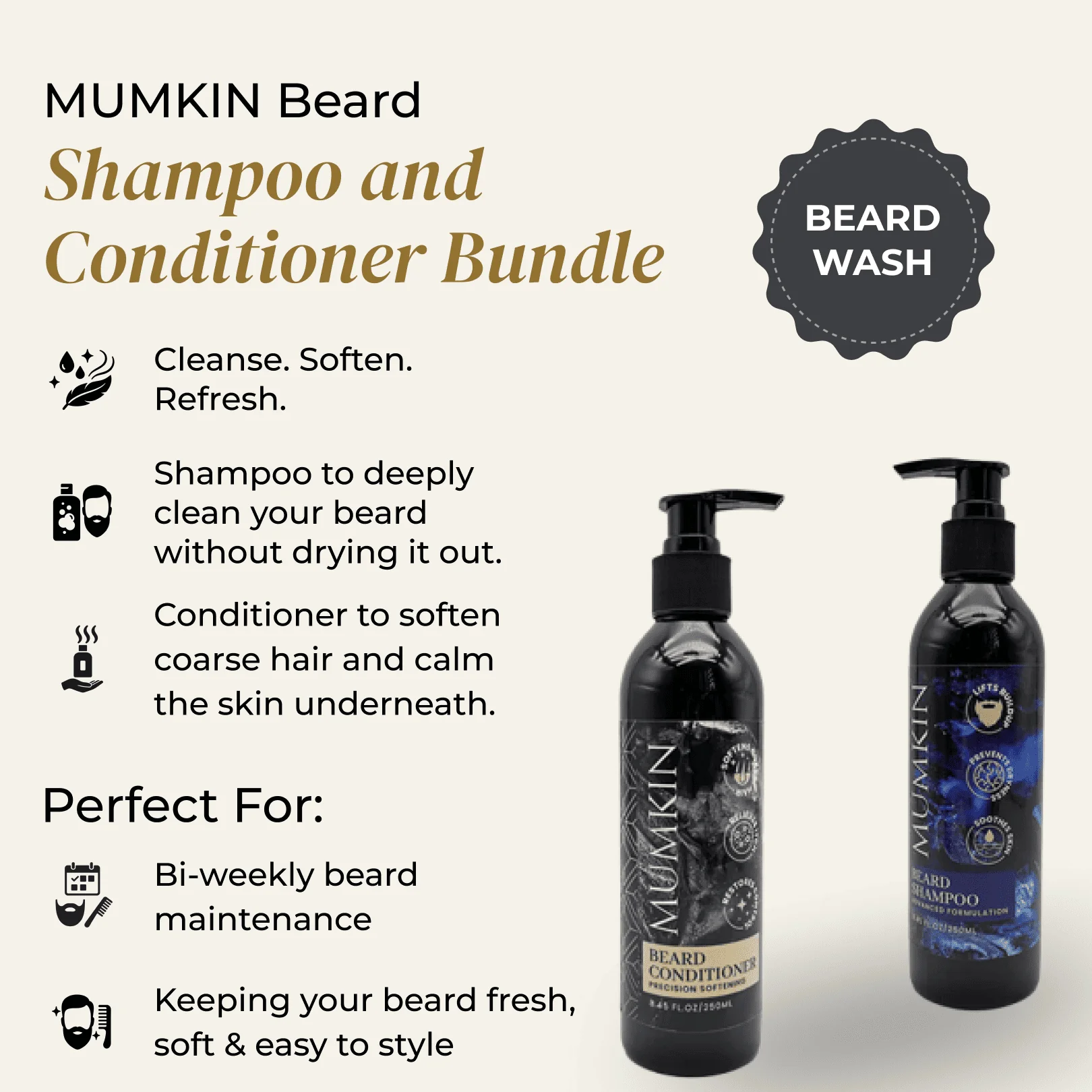Beard Shampoo & Conditioner – 250ml Beard Wash | MUMKIN - Image 5