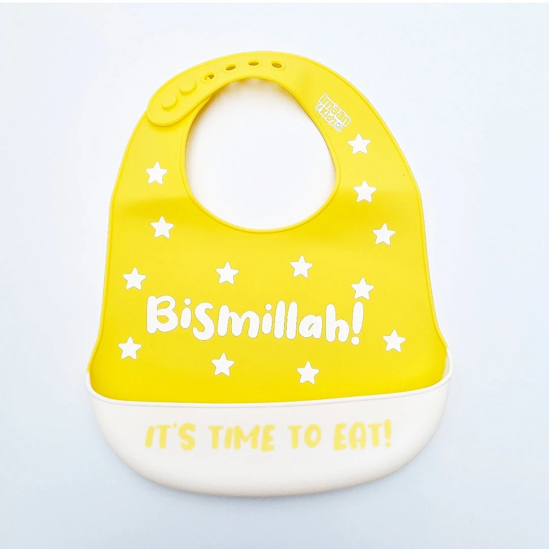 'Bismillah' It's Time To Eat Bib (Yellow) - Image 2