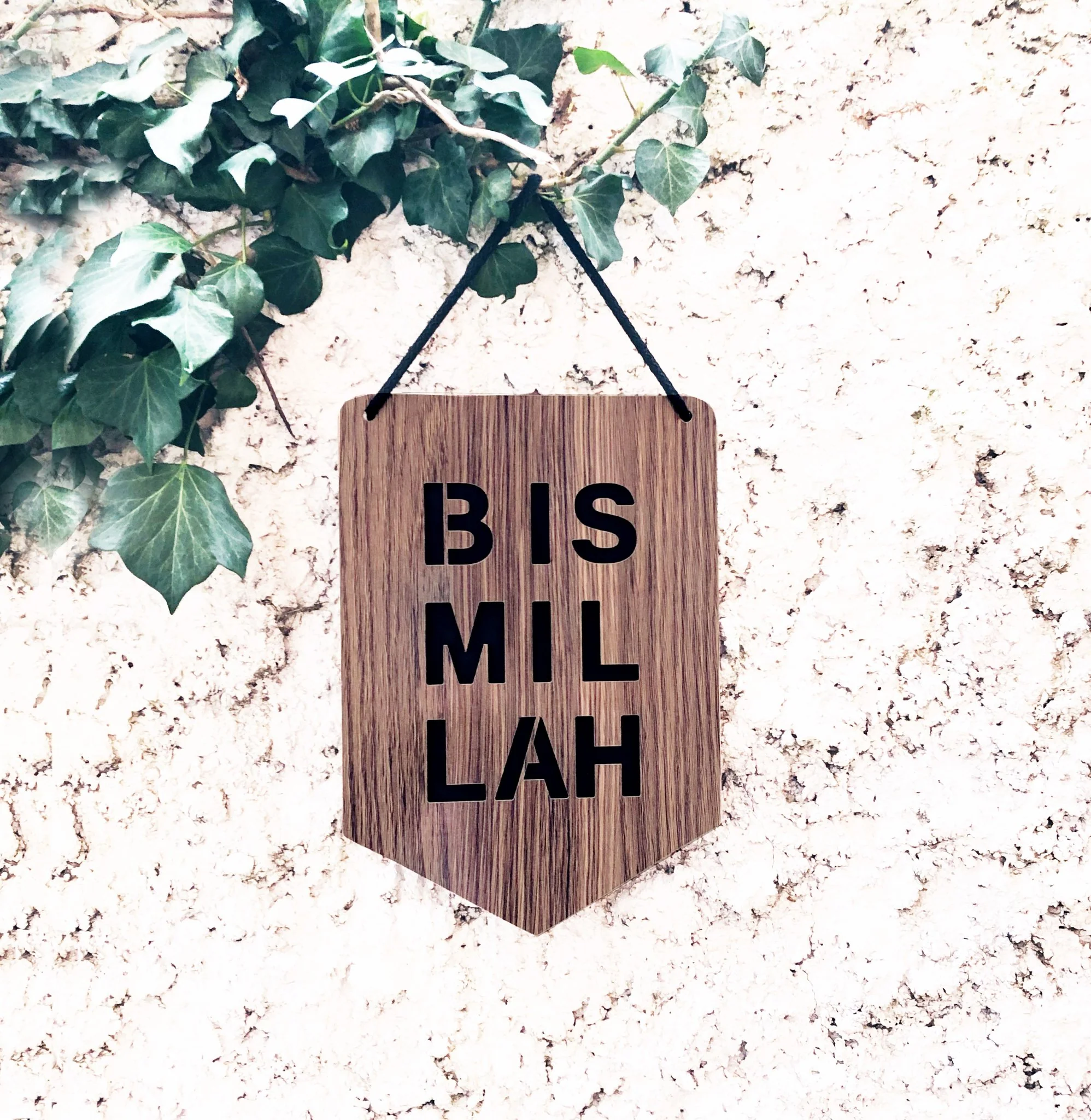 Bismillah Pennant Shaped Laser Cut Hanging Sign Decoration
