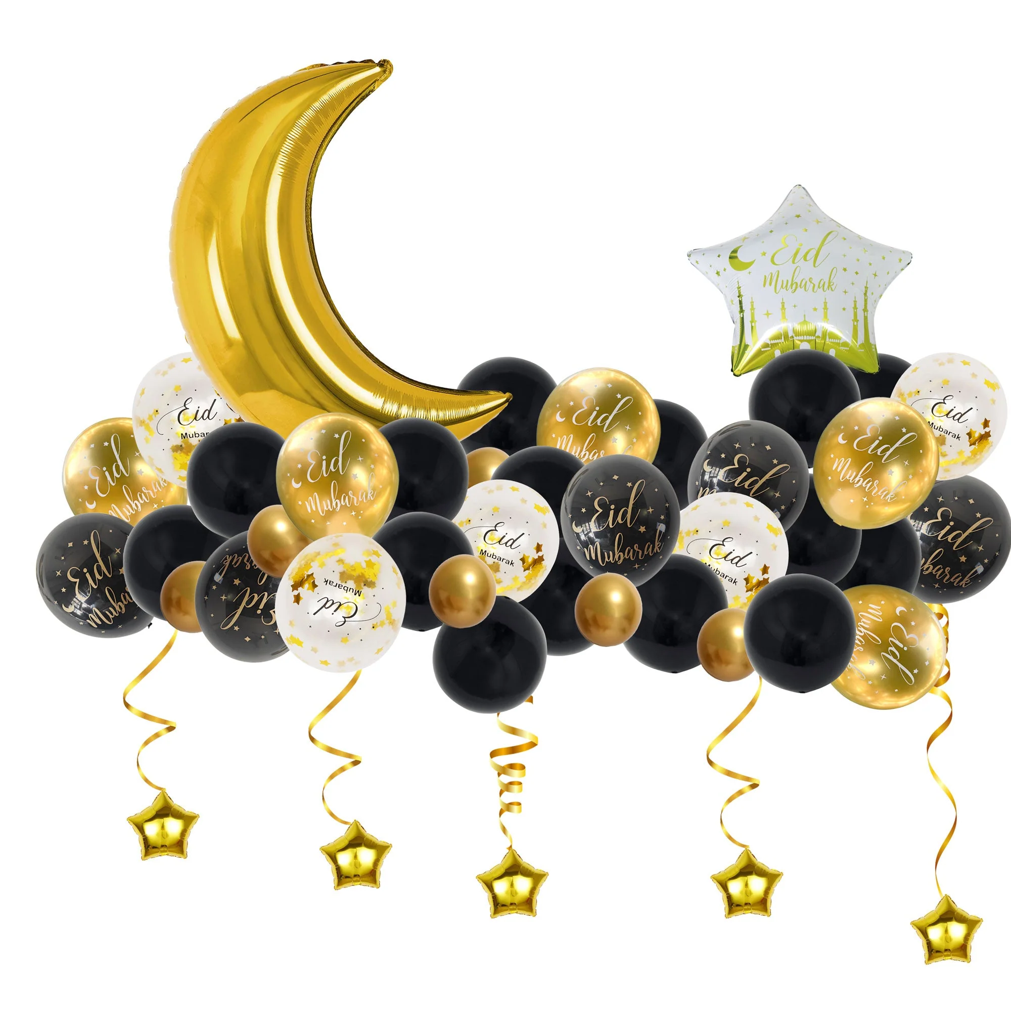 Black and Gold Eid Mubarak Balloon Kit 02