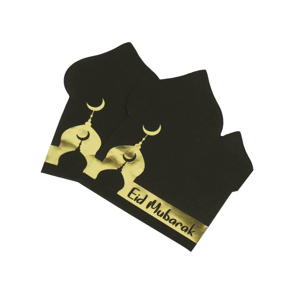 Eid Black and Gold Mosque Gold Stamping Foil Napkin - Image 2
