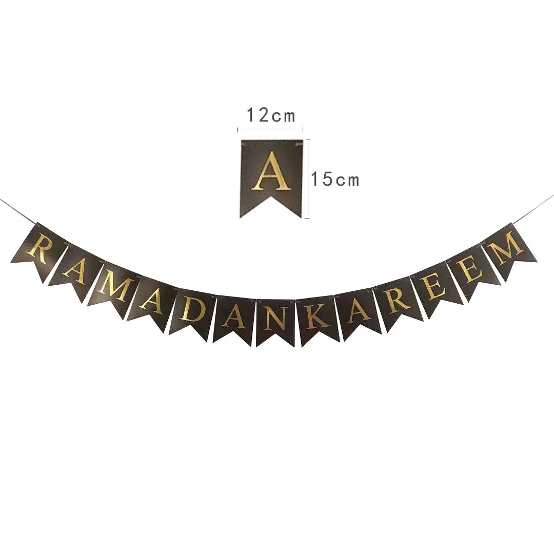 Black and Gold Ramadan Mubarak Gold Foil Paper Banner