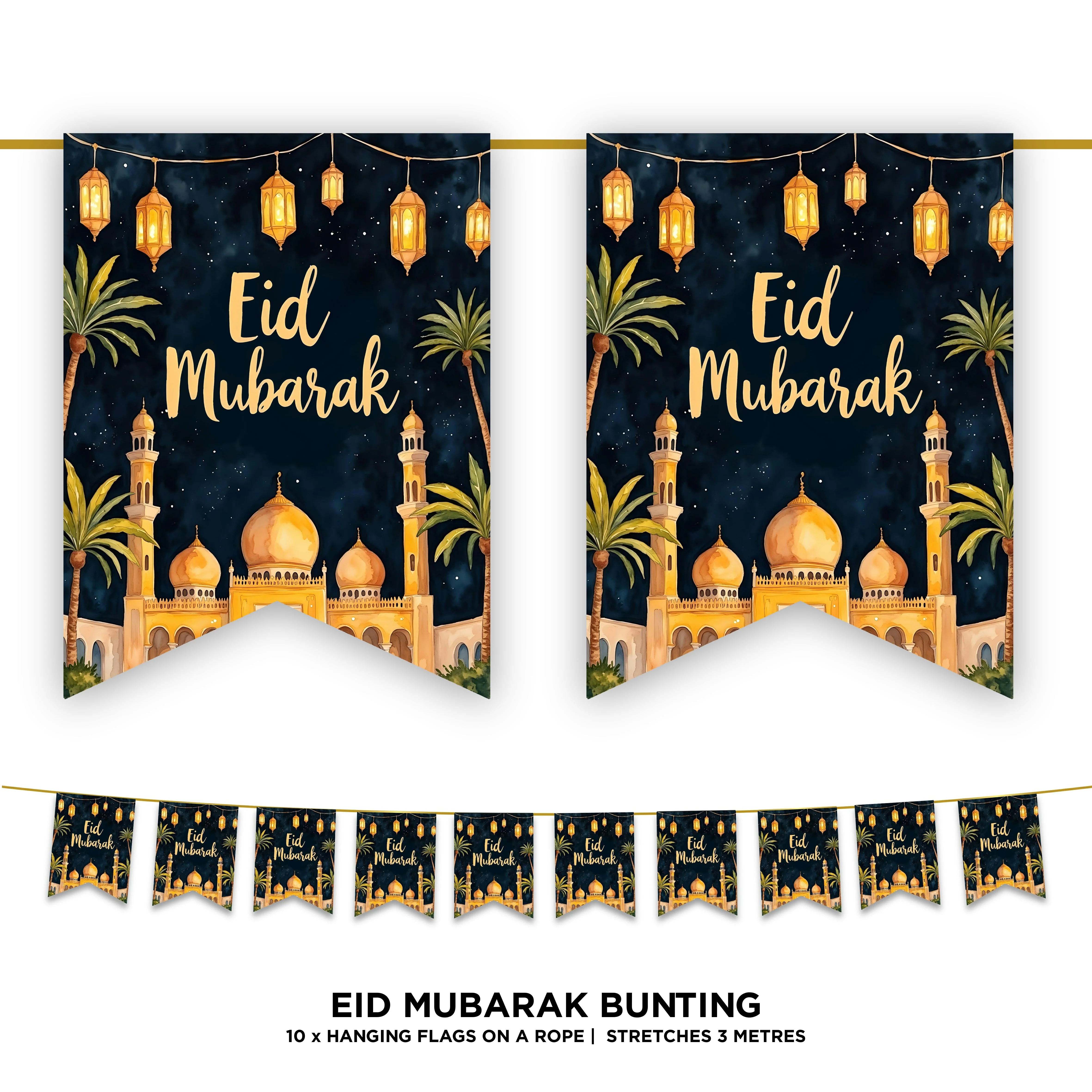 Black & Gold EID Mubarak Bunting