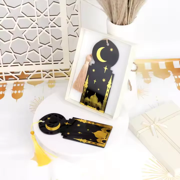 Black & Gold Islamic Acrylic Tassel Bookmark Set - Image 2