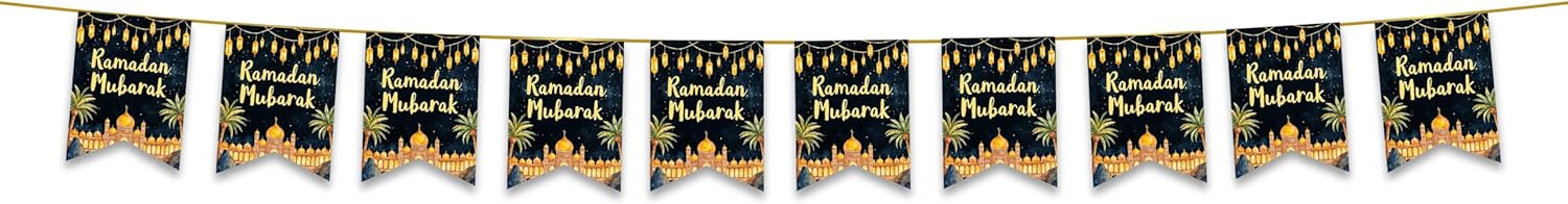 Black & Gold Ramadan Mubarak Bunting - Image 3
