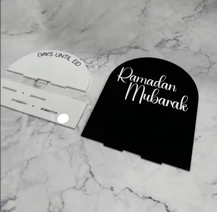Black & White Ramadan Mubarak Countdown Tabletop Decoration - Image 2