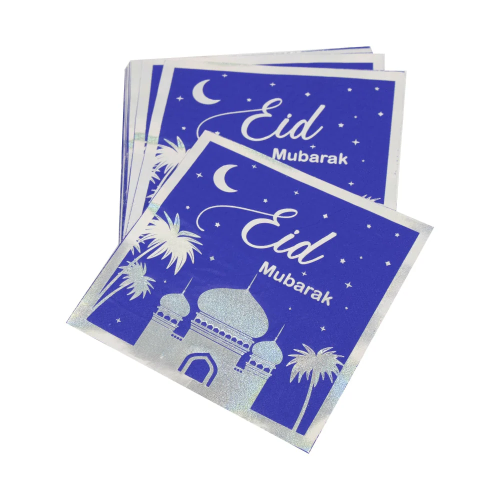 Eid Blue and Silver Gold Stamping Foil Napkin