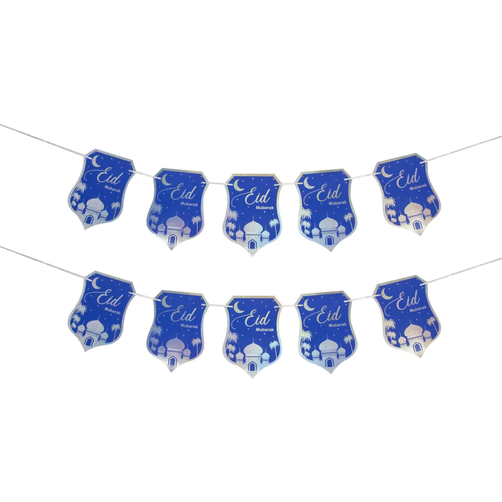 Eid Blue and Silver Stamping Foil Paper Banner - Image 3