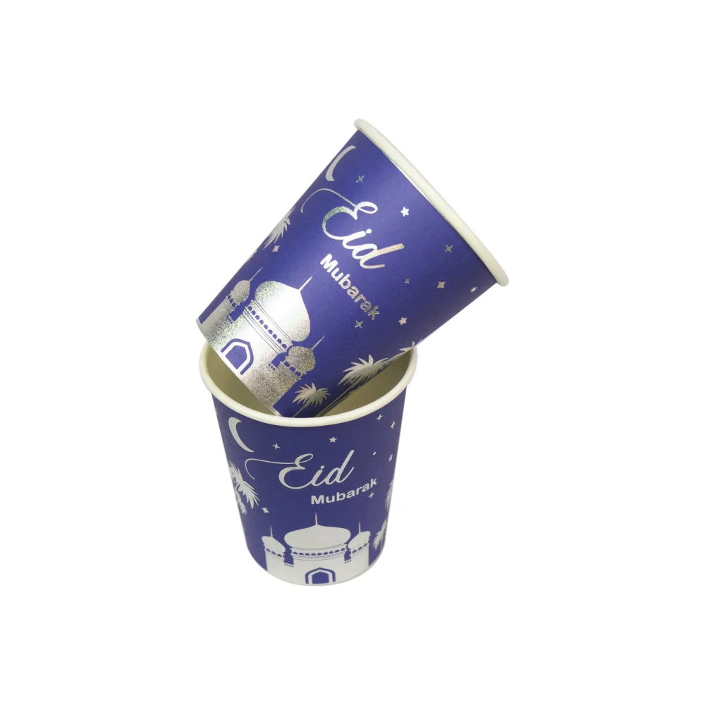 Eid Blue and Silver Stamping Foil Paper Cup - Image 2