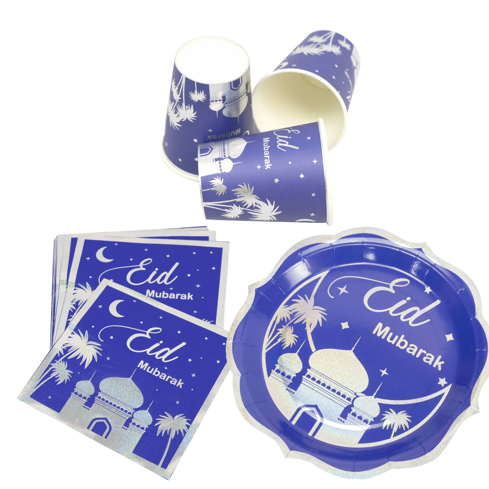 Eid Blue and Silver Stamping Foil Paper Cup - Image 3