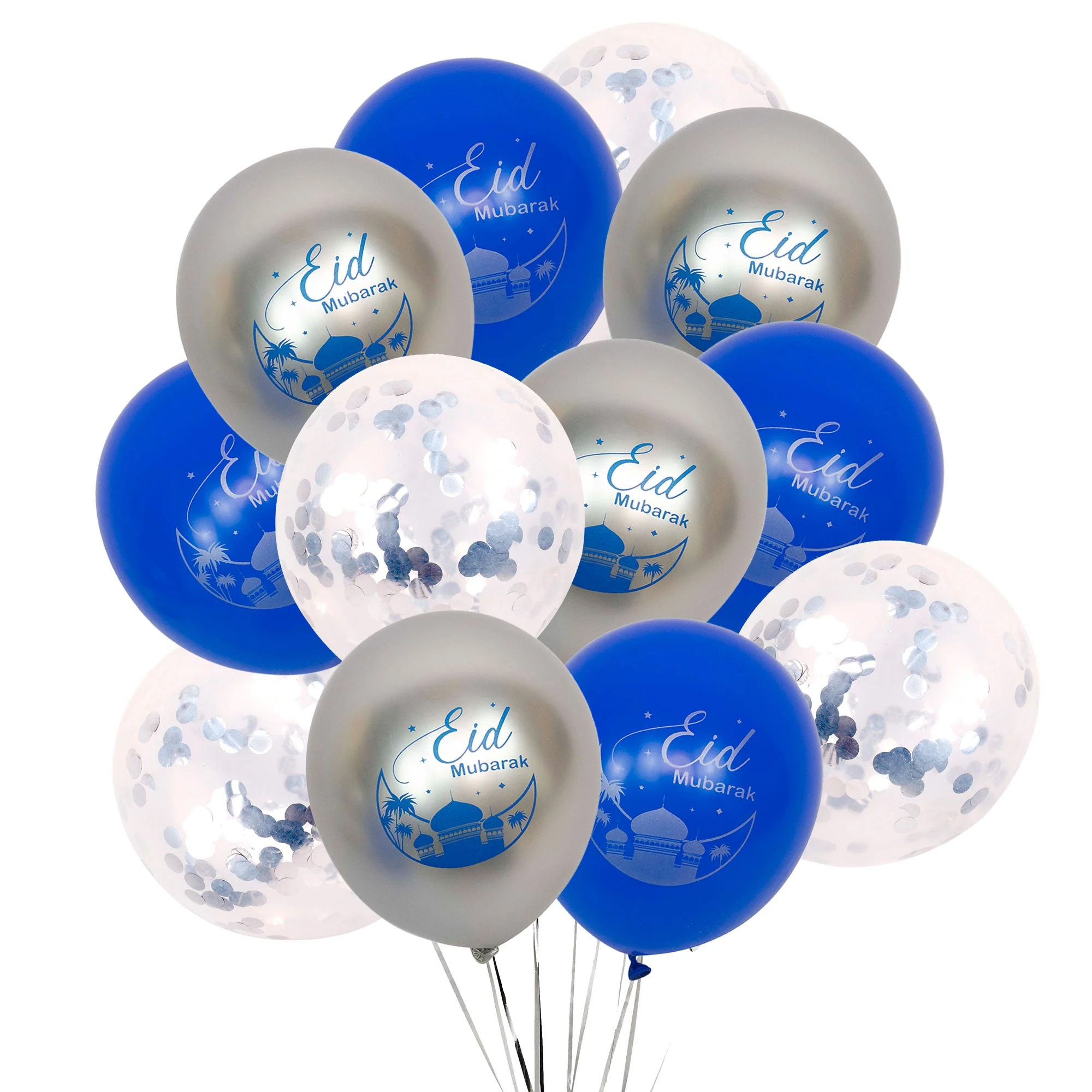 Blue Silver Eid Mubarak Balloon Kit 02 - Image 2