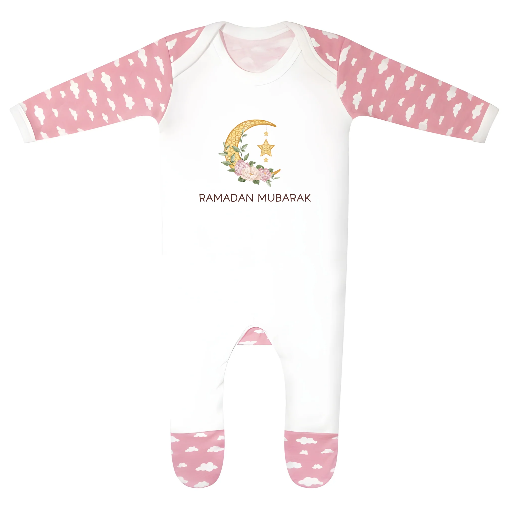Classic Baby Cloud Sleepsuit - Ramadan Floral Moon - Image 3