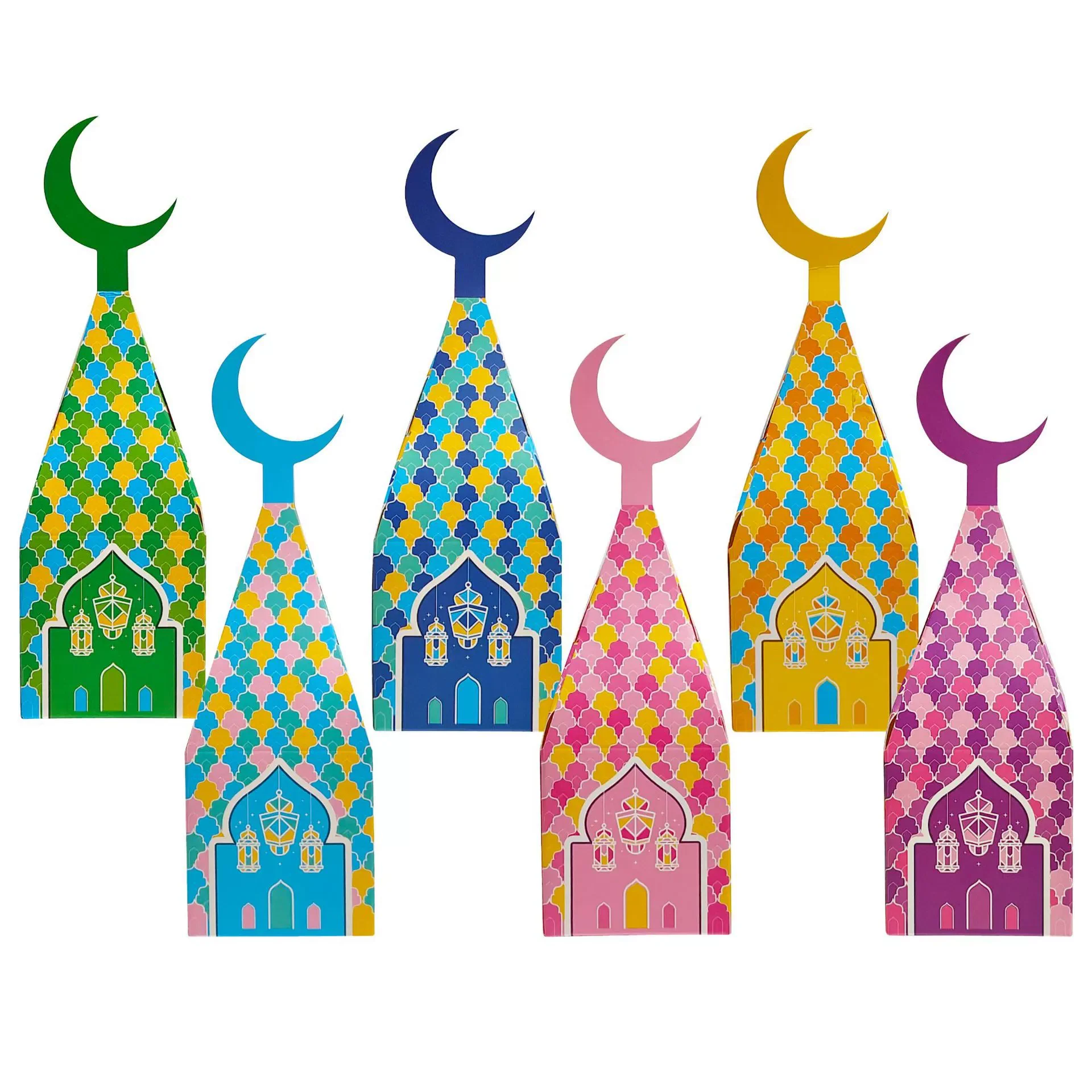 Colorful Ramadan Mubarak Candy Boxes with Crescent Toppers - Image 2