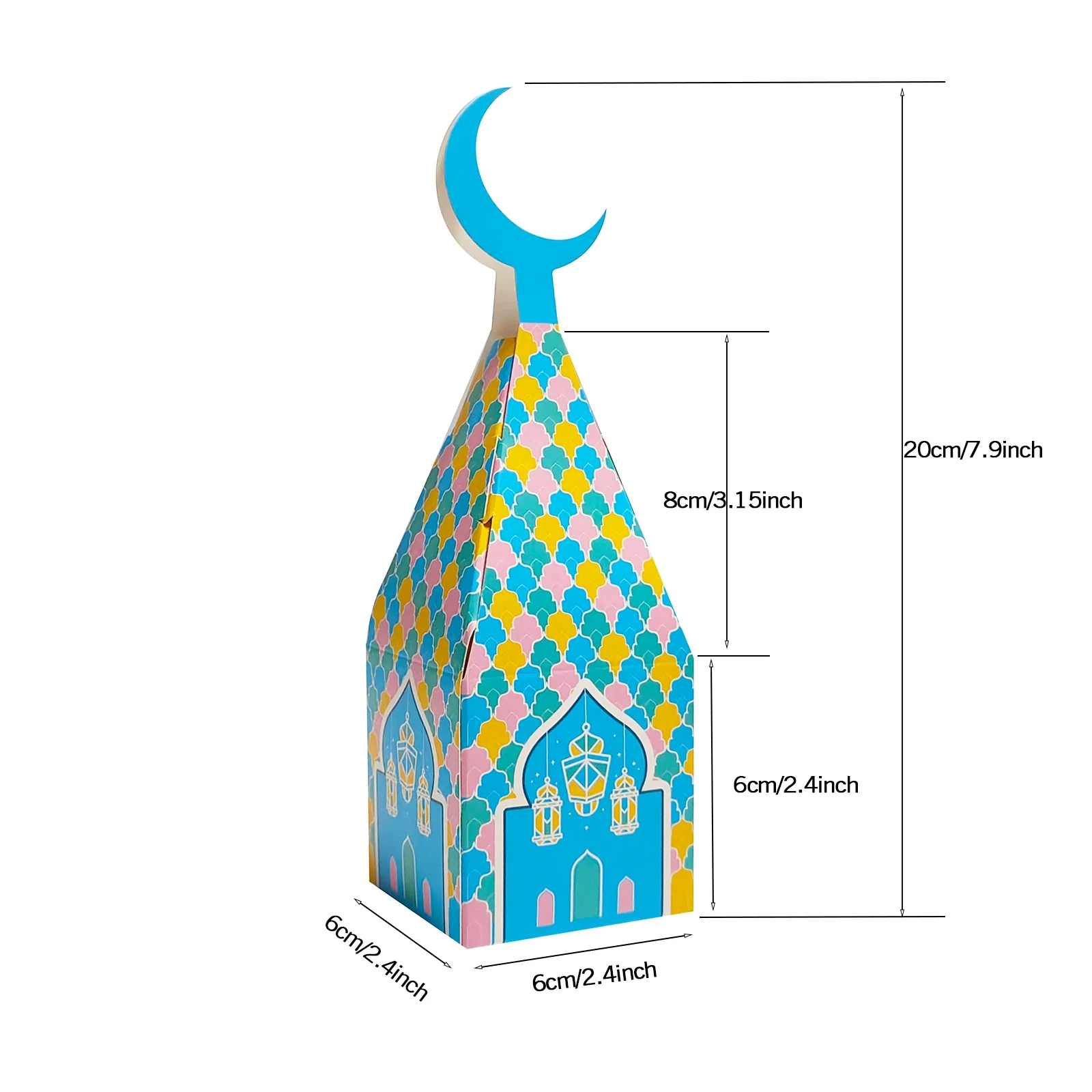 Colorful Ramadan Mubarak Candy Boxes with Crescent Toppers - Image 7