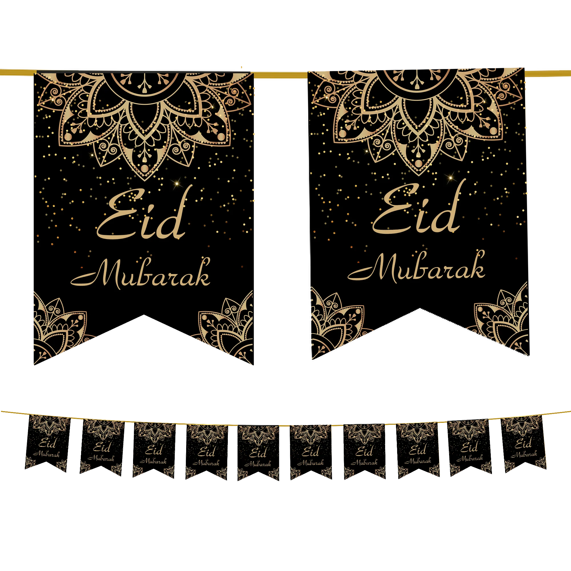 EID Mubarak Decoration Set - Black & Gold Geometric - Image 2
