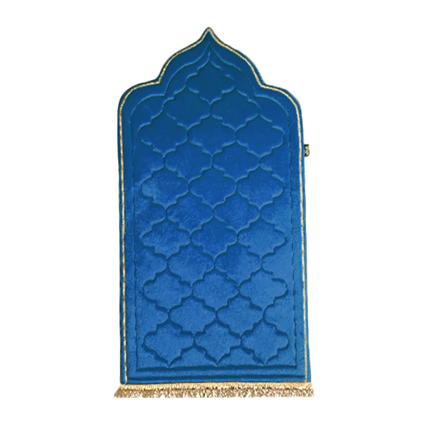Children's Luxury Padded Tulip Salah Prayer Mat - Blue