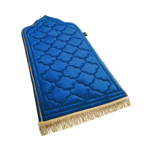 Children's Luxury Padded Tulip Salah Prayer Mat - Blue - Image 2