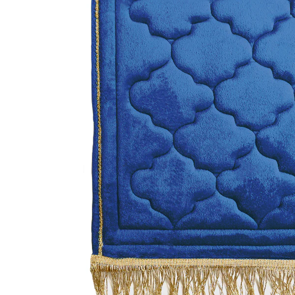 Children's Luxury Padded Tulip Salah Prayer Mat - Blue - Image 4