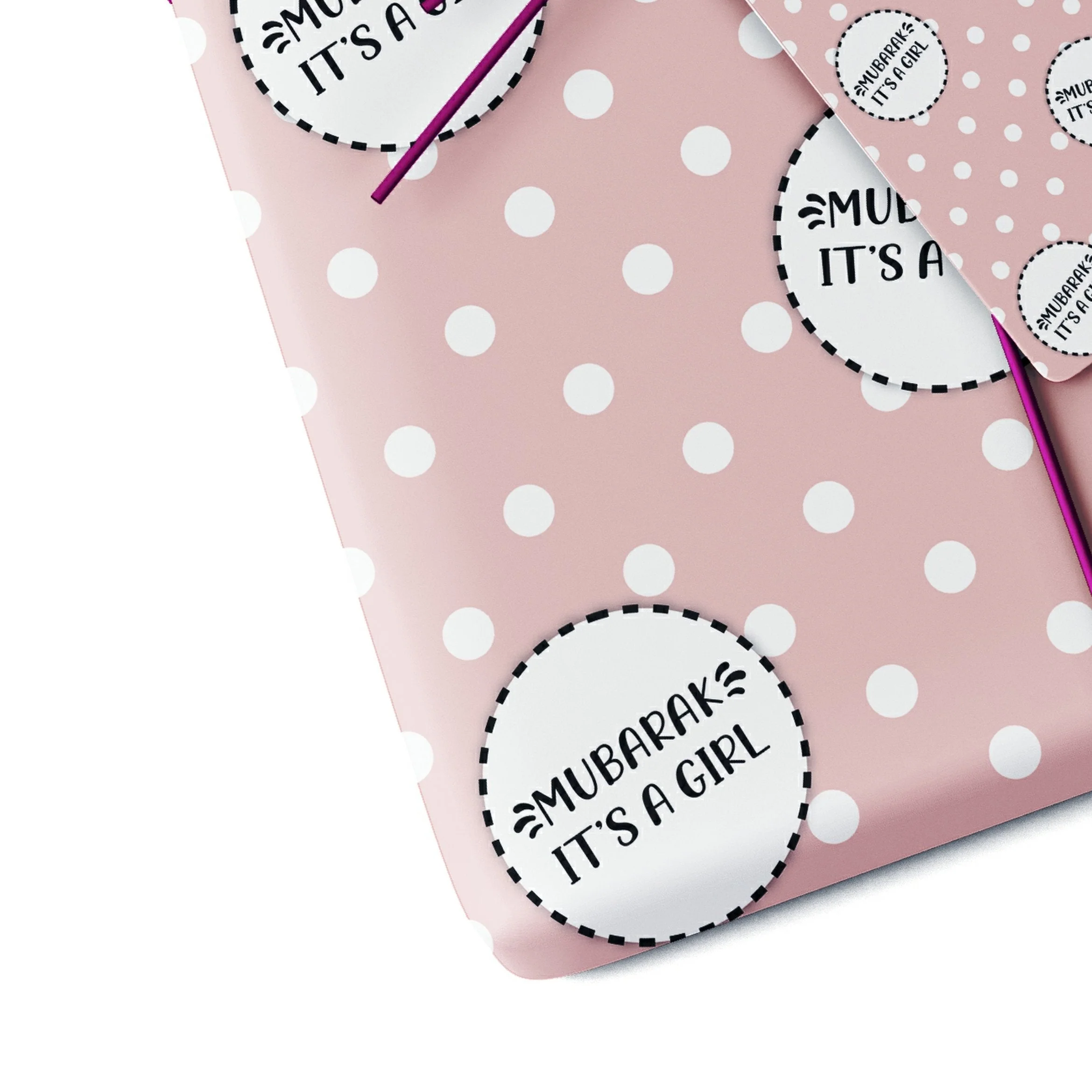 Mubarak It's a Girl Baby Gift Wrap Sheet - Polka Dot (Pink) - Image 2