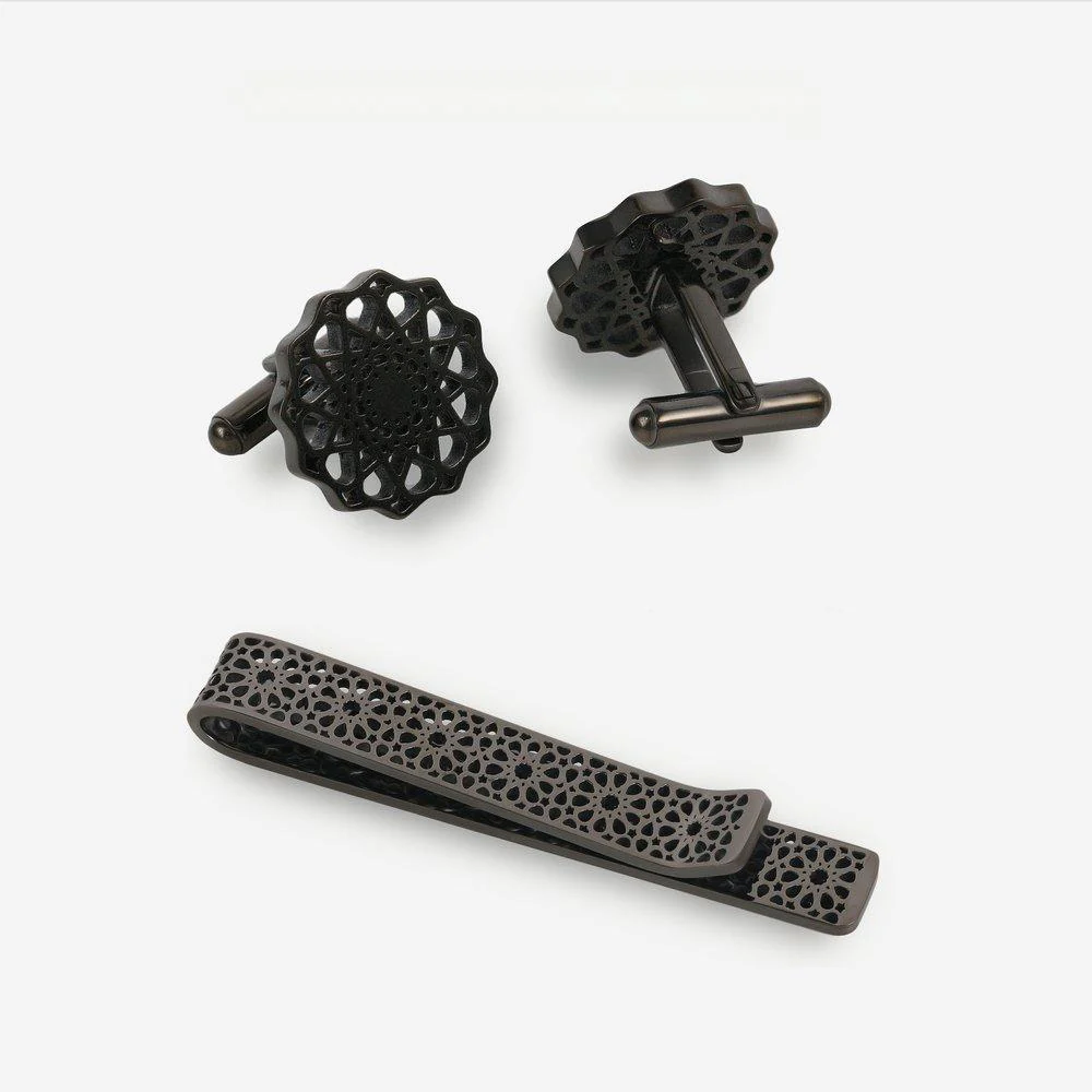 Cufflink and Tie Clip Gift Set - Grey