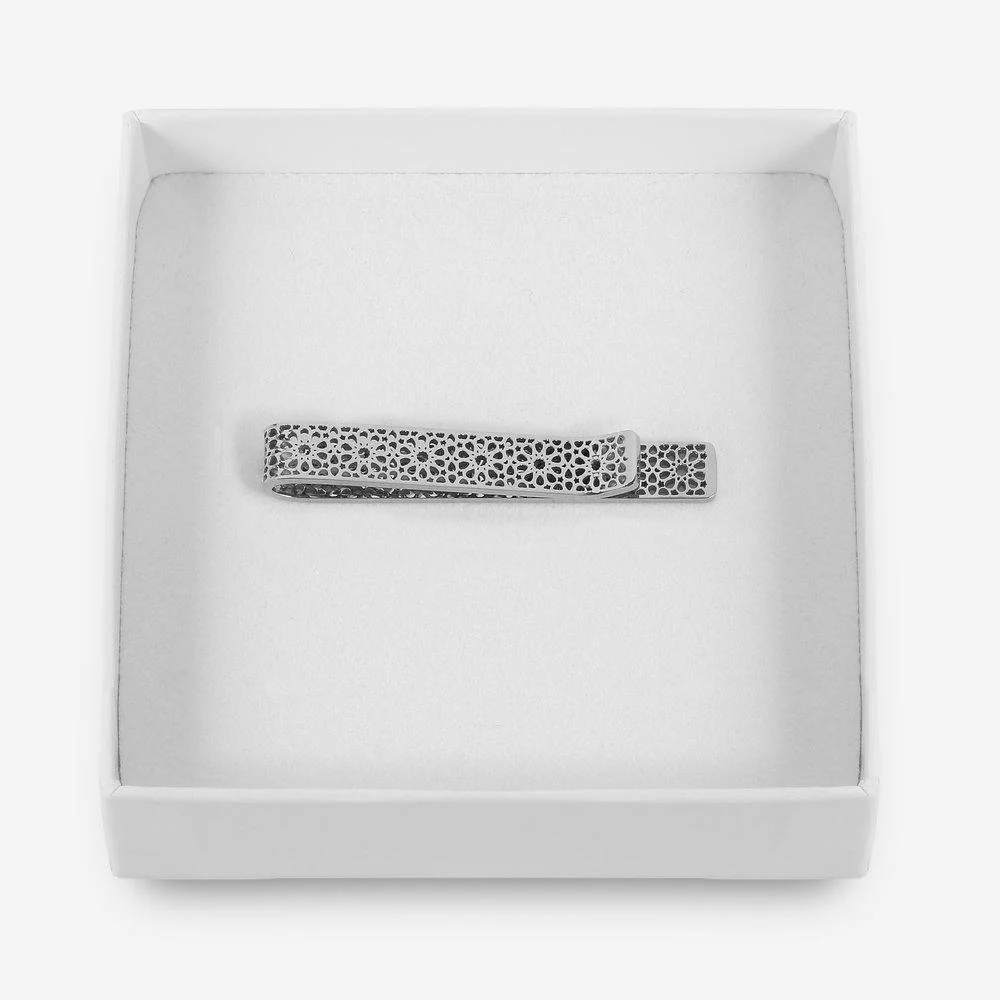 Cufflink and Tie Clip Gift Set - Silver - Image 6