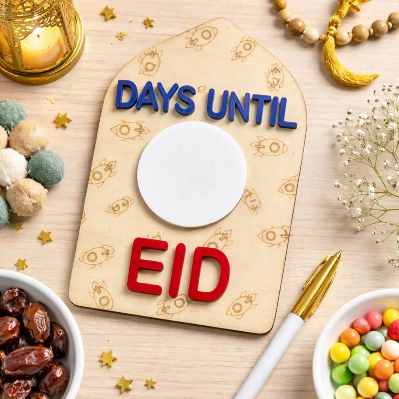 Days Until Eid Wooden Countdown Sign with Wipeable Area - Image 3