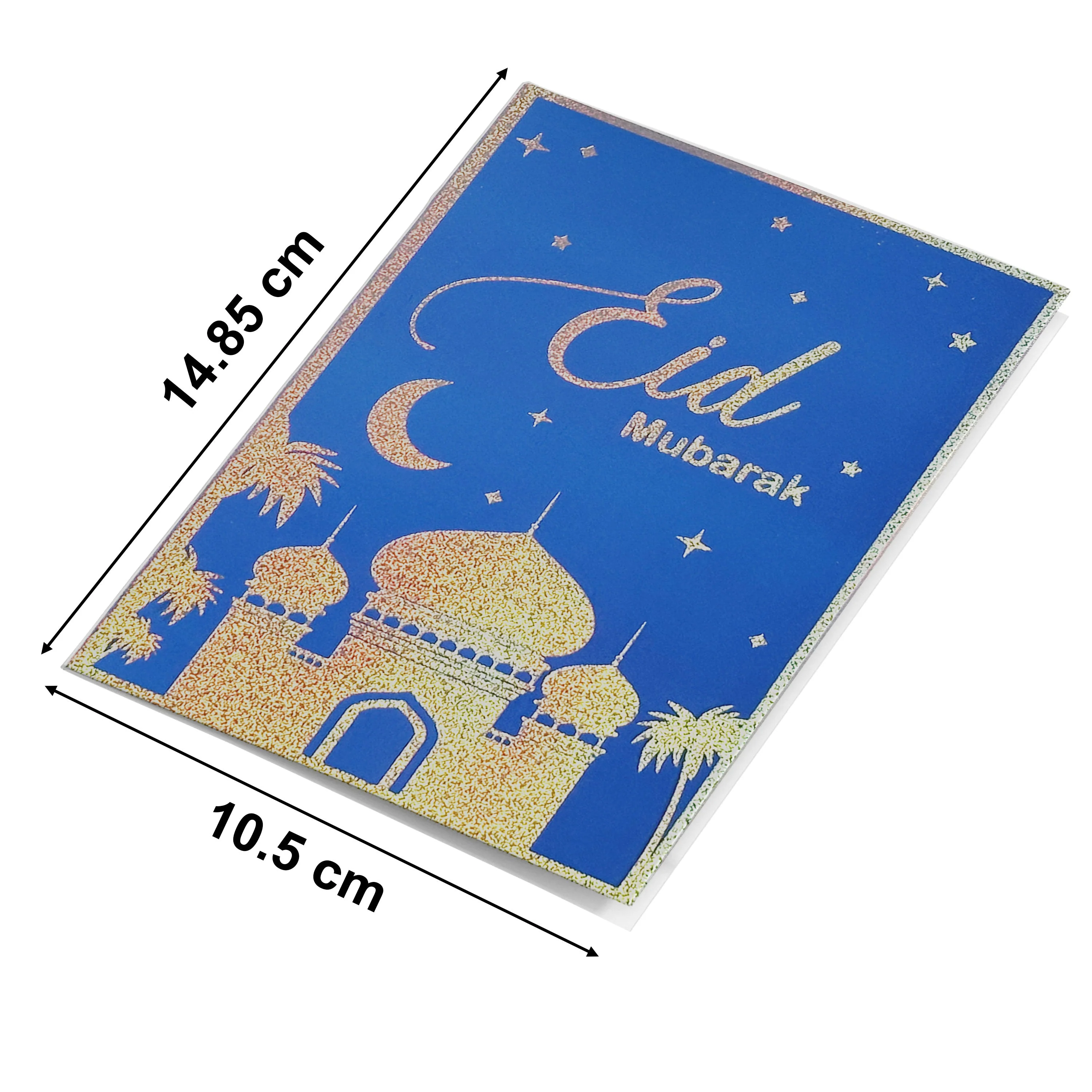 Eid Blue and Silver Eid Greeting Cards with White Envelopes - Image 5