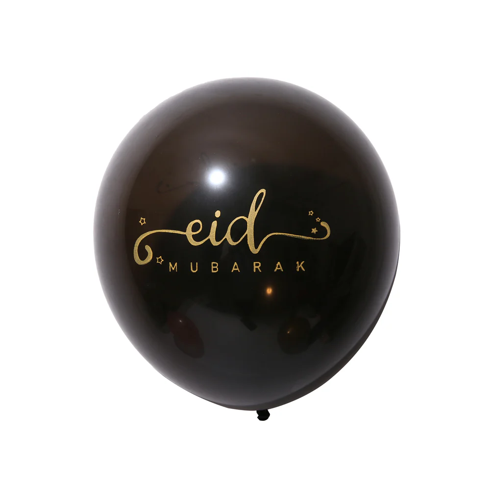 Eid Mubarak Balloons - Pearl - Black & Gold - Image 3