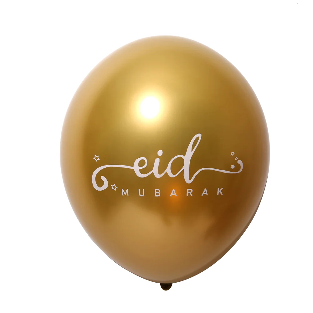 Eid Mubarak Balloons - Pearl - White & Gold - Image 2