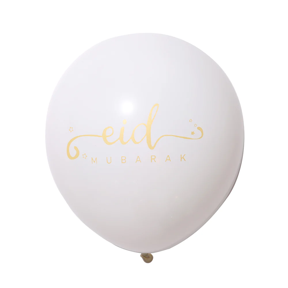 Eid Mubarak Balloons - Pearl - White & Gold - Image 3