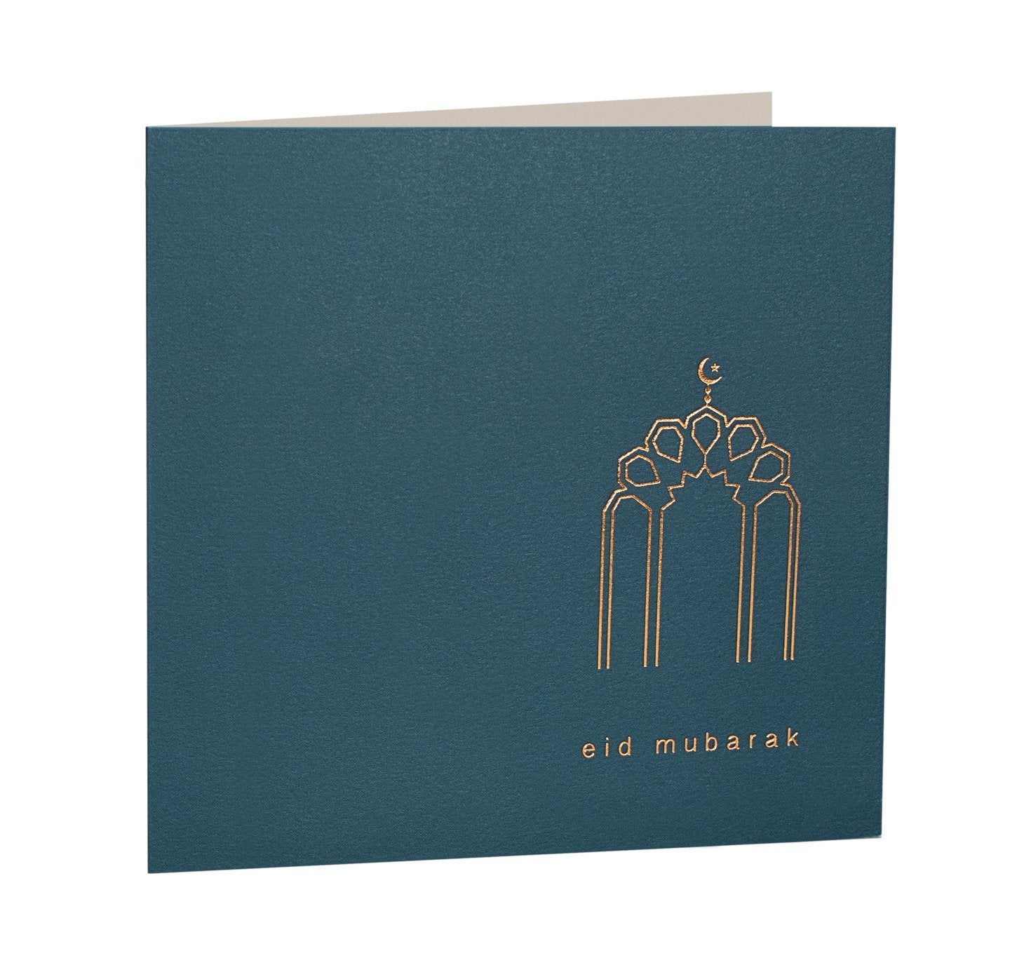 Eid Mubarak Card - Gold Foiled - Petrol Blue (RC 28) - Image 2