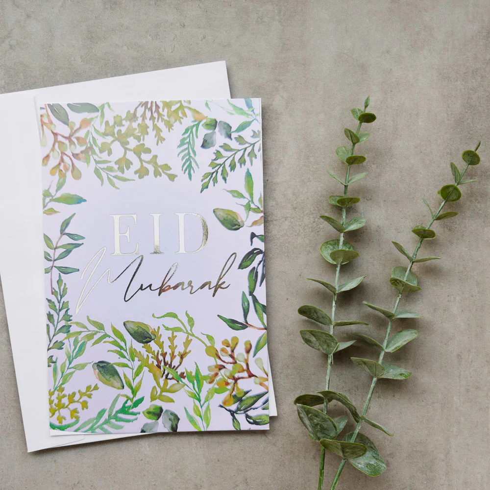 Eid Mubarak Cards - Green & Gold (Pack of 5) - Image 3
