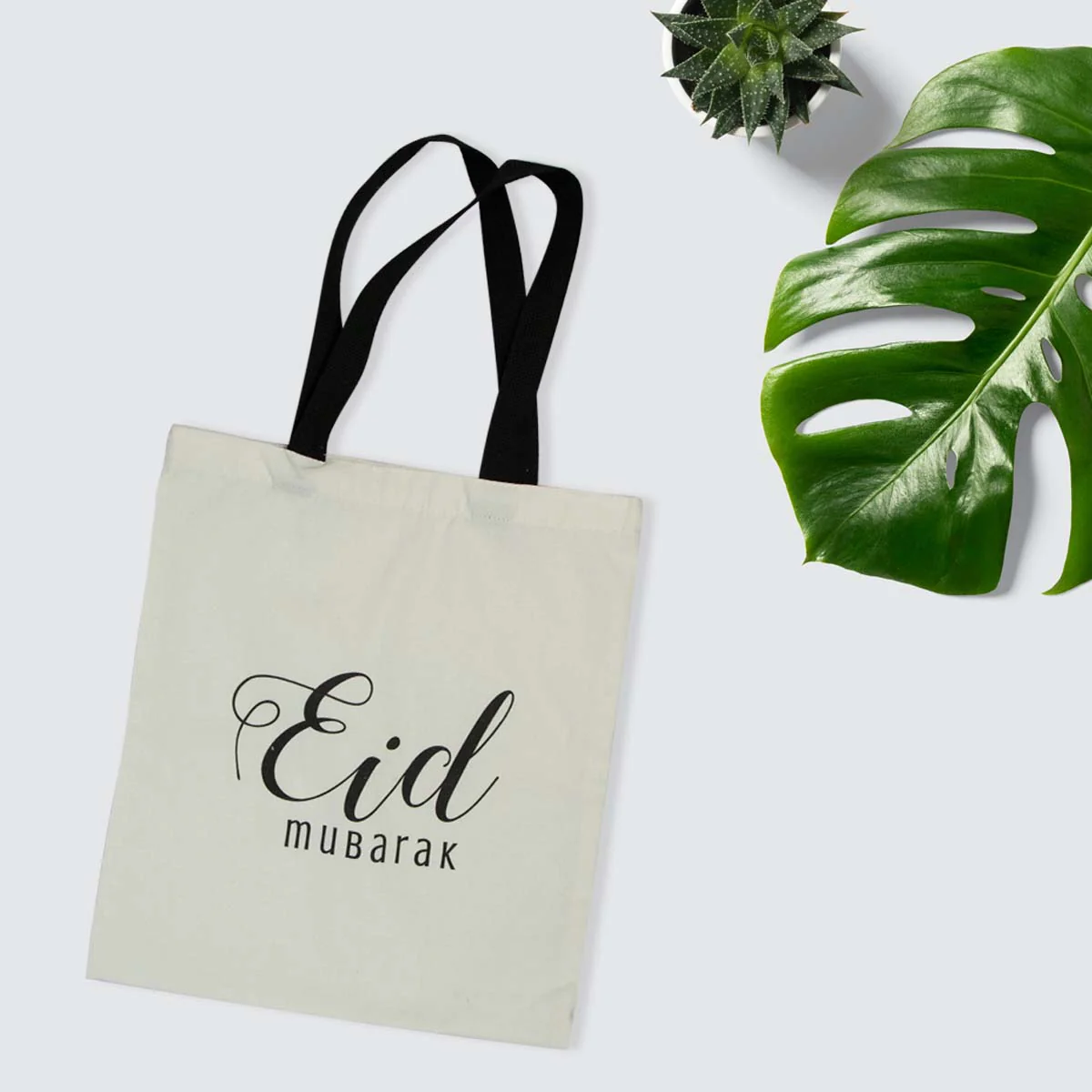 Eid Mubarak Cloth Canvas Bag - Black & White Design - Image 5