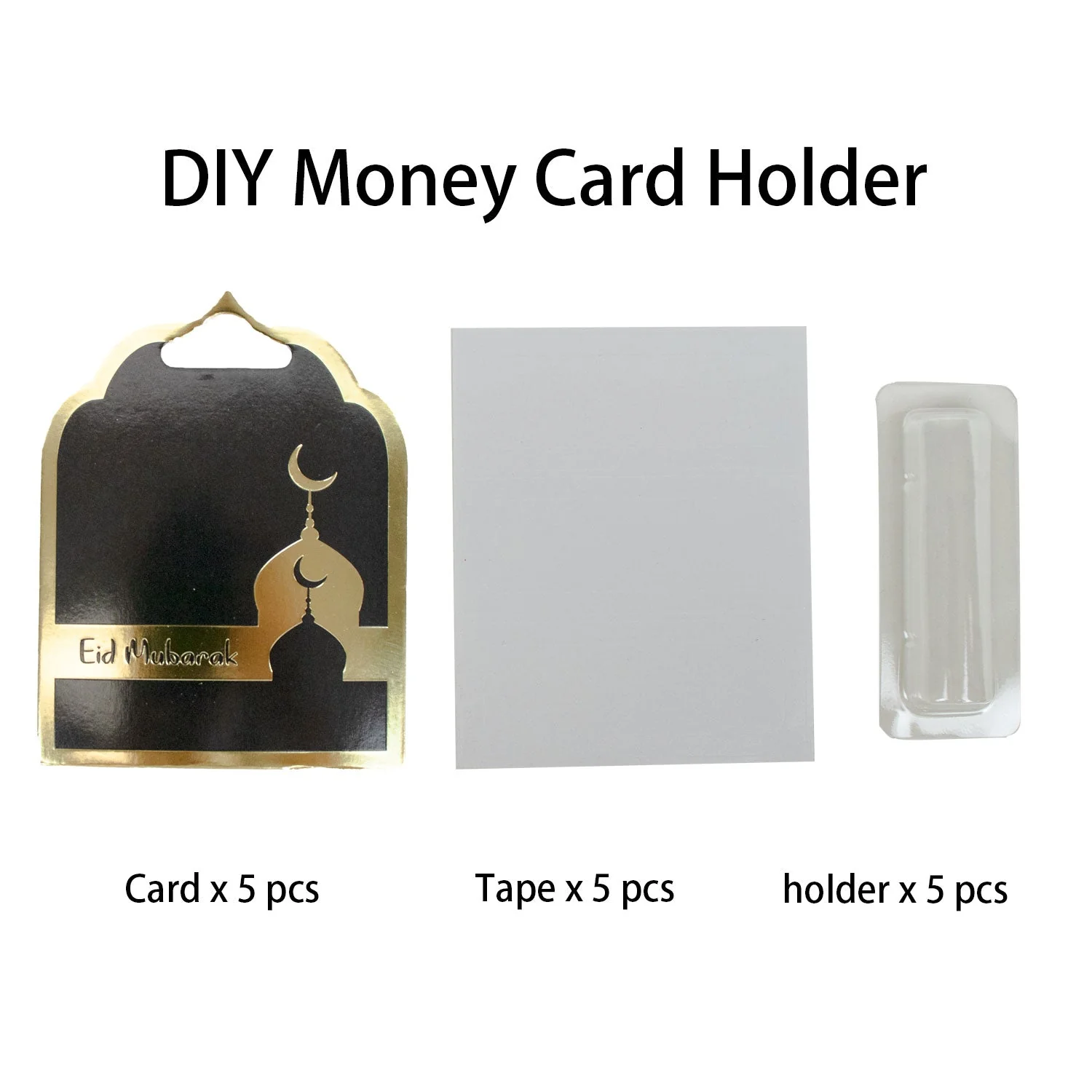 Eid Mubarak DIY Money Card Holder – Black Theme with Plastic Holder - Image 7