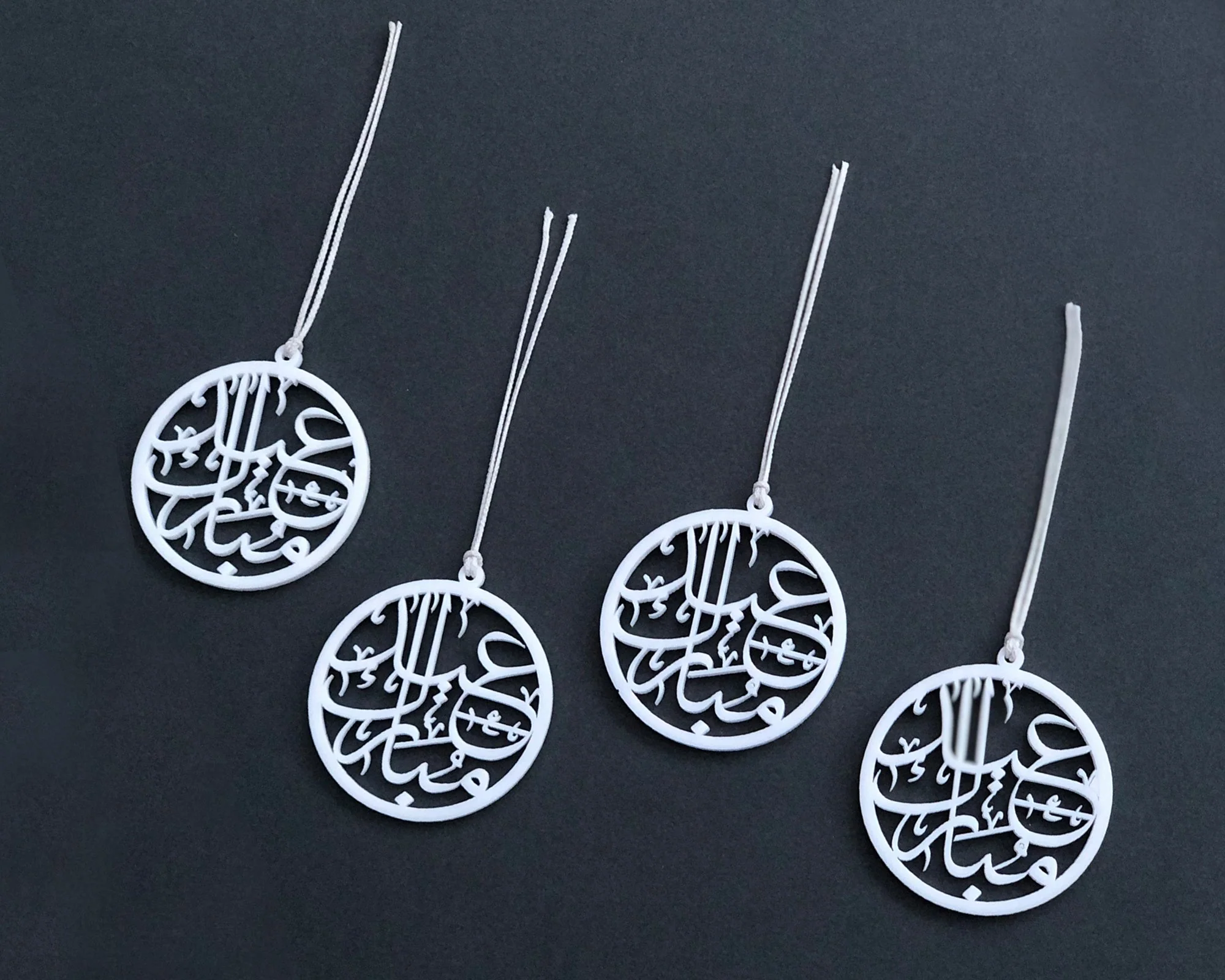 Eid Mubarak Gift Tags - Acrylic White - Set of 4 (LCA 08) - Image 2