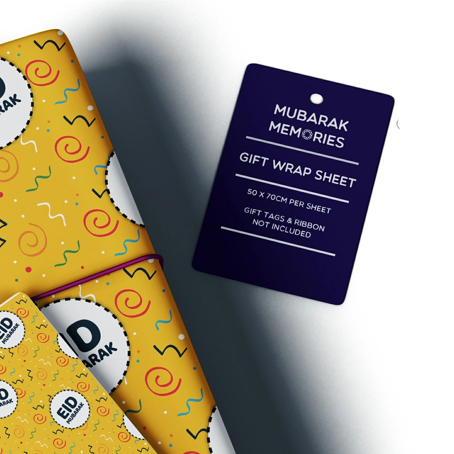 Eid Mubarak Gift Wrap Sheet - Confetti (Yellow) - Image 3