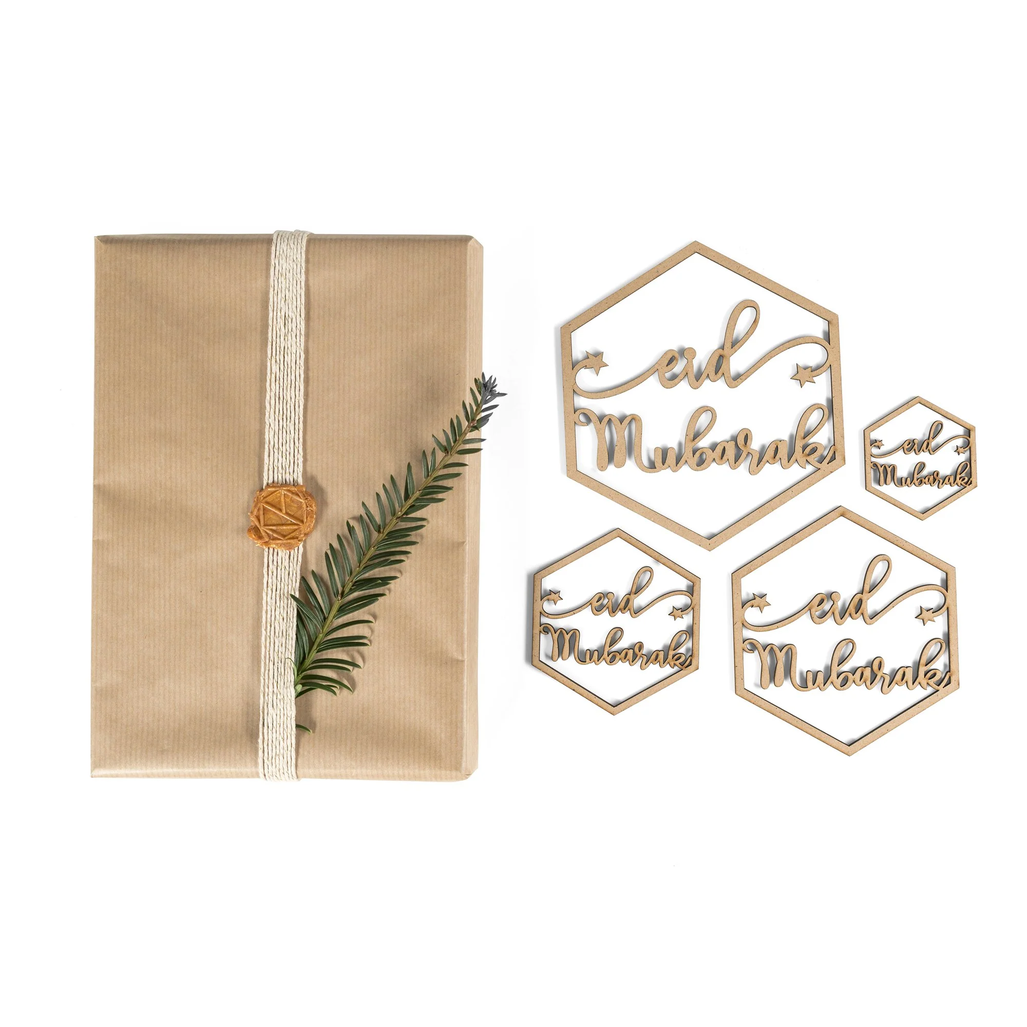 Hexagon Eid Mubarak Hanging Ornament Pack - LCW 02 - Image 3