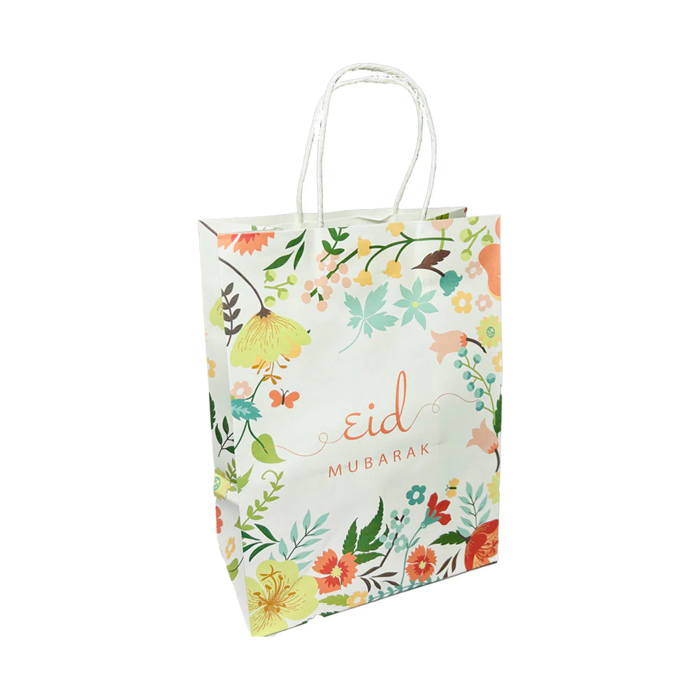 Eid Mubarak Kraft Paper Bag - Vintage Floral - 5 pack