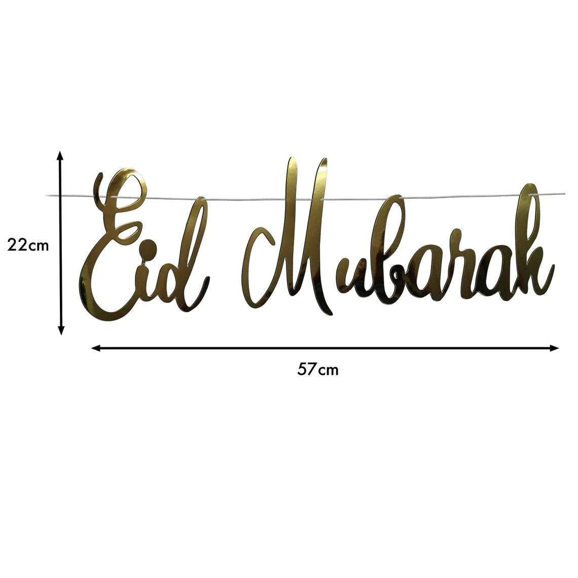 EID Mubarak Laser Cut Foil Hanging Decoration - Gold - Image 2