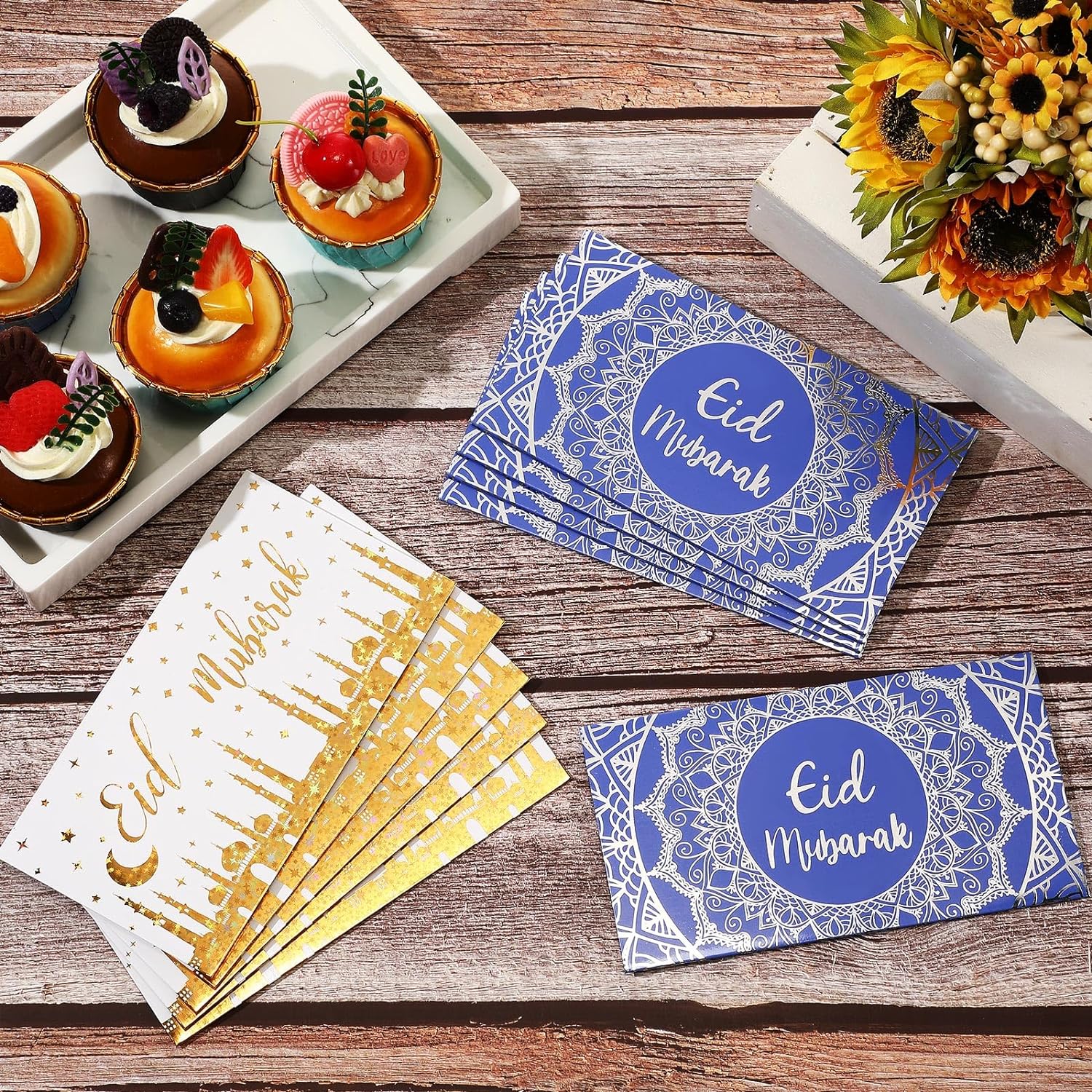 Eid Mubarak Money Envelopes - Purple, Blue & Silver (10 pk) - Image 2